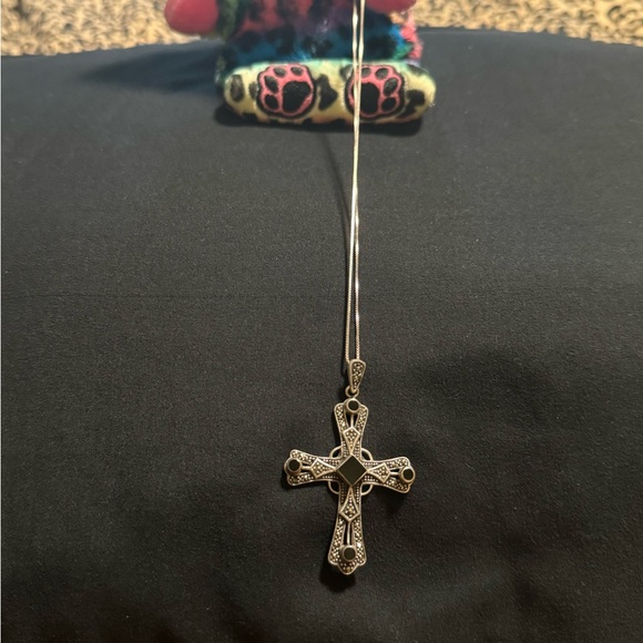 925 Onyx cross necklace set ✝️ - Picture 5 of 6